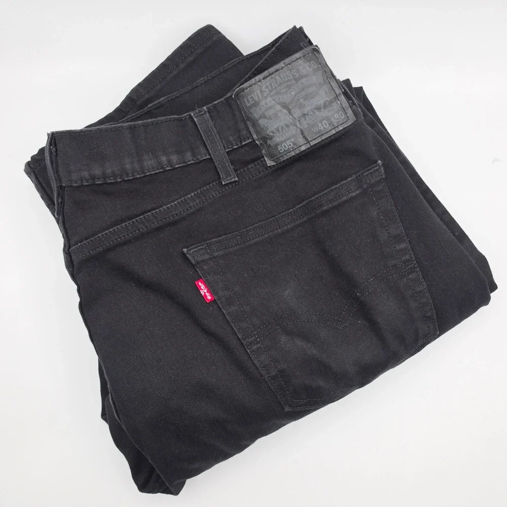 Levi's 505‎ Jeans Mens 40x30 Regular Fit Black Excellent Straight Leg Casual